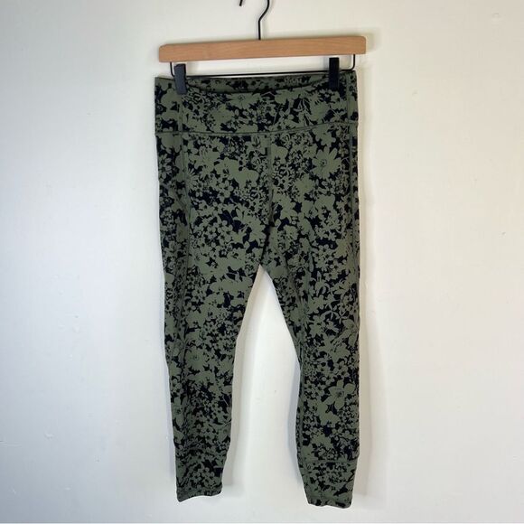 Lululemon In Movement 7/8 Tight Everlux 25" Efflorescent Barracks Green Black 10 - Picture 4 of 11